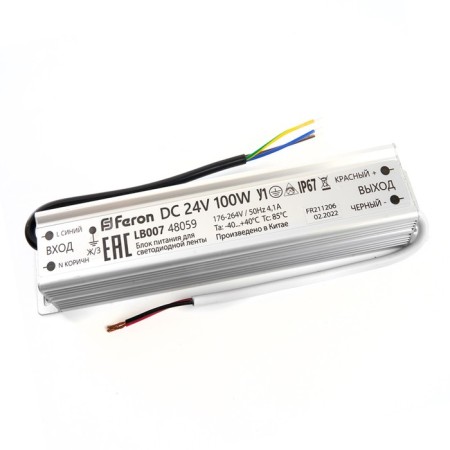 Electronic transformer for 24 W LED tape, Feron, LB007, 4.1A, 100 W