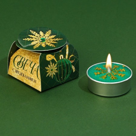 Tea candle, New Year's "Emerald Fairy Tale", without aroma, d = 4 cm-1