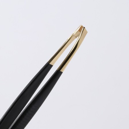 Pinzet begged, narrow, 8.5 cm, black/golden color-4