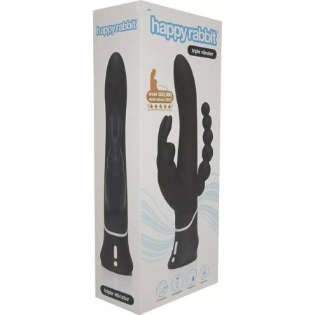 Vibrator with clitoral and anal stimulator Happy Rabbit Triple, black color-2