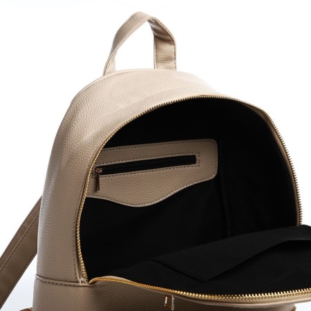 Women's backpack made of artificial leather with lightning, 1 pocket, beige color-4