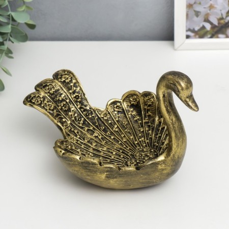 Interior Polystone Swan stand under the brass 21x14x15 cm