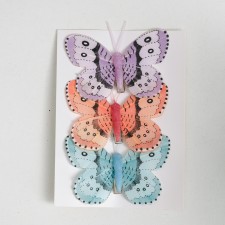 A butterfly for decor and floristry, on a clothespin, plastic, mix, 1 pc., 5 cm and 8 cm