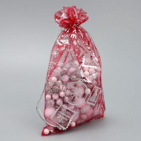 Bag Gift Organza "New Year's Post", 16 x 24 cm +/- 1.5 cm, New Year-2