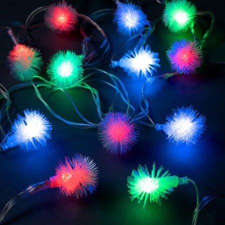 Garland “thread” 5 m with nozzles “Hedgehogs”, IP20, transparent thread, 20 LED, glow of multi (RG/RB), flashing, 220 V