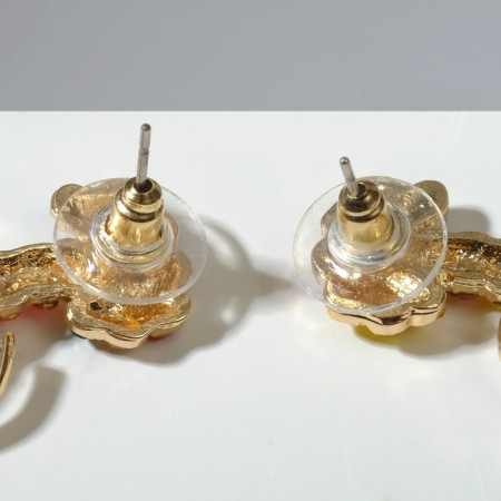 Earrings with rhinestones "Omar", colored in gold-2