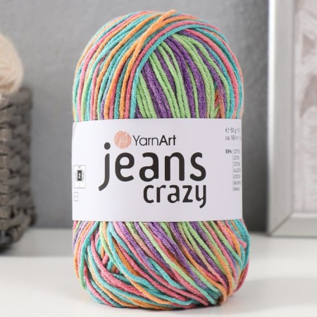 Yarn "Jeans Crazy" 55% cotton, 45% acrylic 160m/50g (8215 rainbow)-4