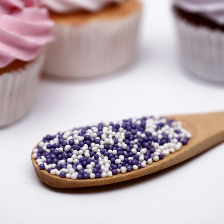 Confectionery sprinkling with the soft center "Bead": lilac, silver, 50 g-1