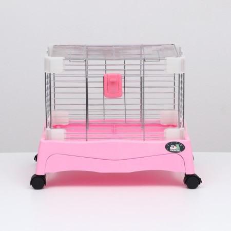 A cage for rodents with wheels and a retractable pallet, 49 x 33 x 37 cm, pink-2