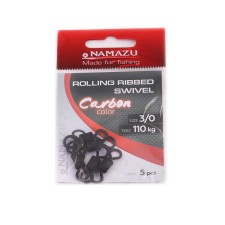 The Namazu Pro Rolling Ribbed Swivel, Brass, Carbon, Test-110 kg, packaging 5 pcs.