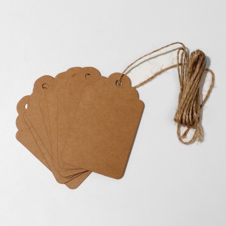 Price tag-turf set 10 pcs., On a rope, 9 × 5.5 cm, beige color-1