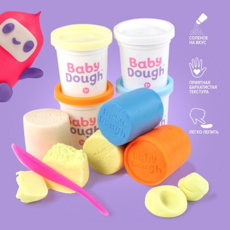 Babydouch sculpting dough, 4 colors (white, orange, pale yellow, pale blue)-1