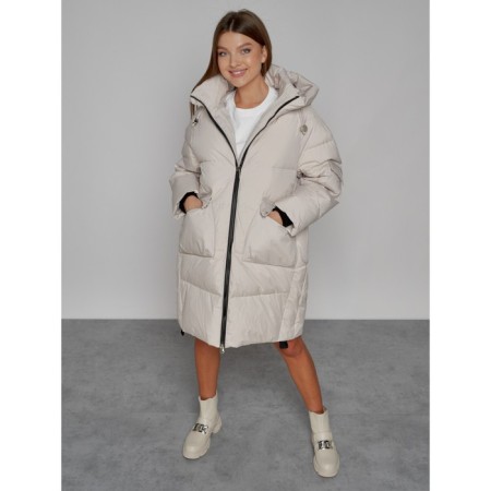Coat insulated winter female, size 48, beige color-8
