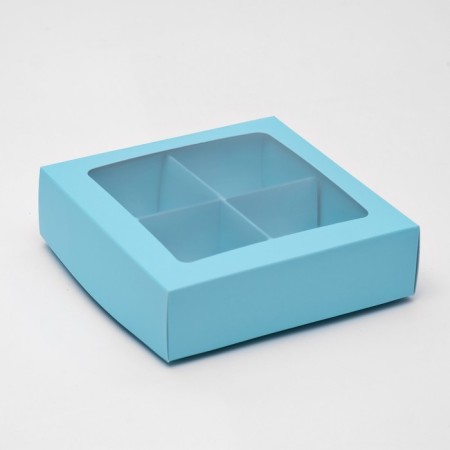 Box for sweets 4 pcs, with a horse, Upak Land Blue, 12.5 x 12.5 x 3.5 cm