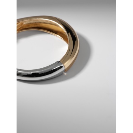 The cuff bracelet "Volume", metal, silver-golden color-5