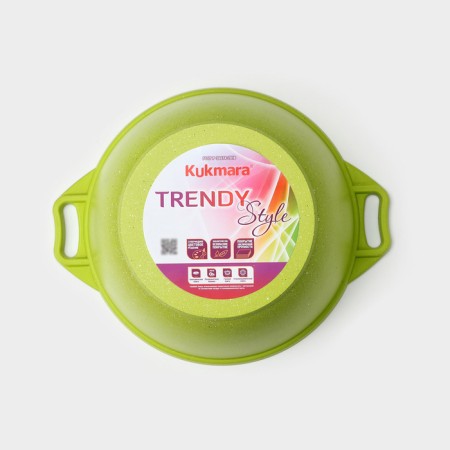 Trendy Style pan, 4 l, glass cover, anti -stick coating, green color-6