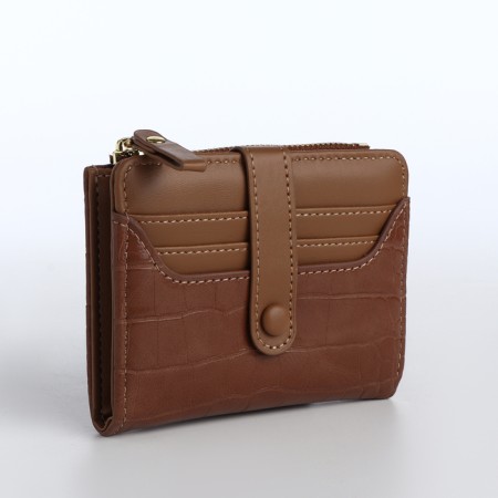 Women's wallet on the button, brown color
