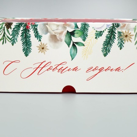 Box for cupcakes is folding with bilateral application "Happy New Year", 25 x 17 x 10 cm, new year-5