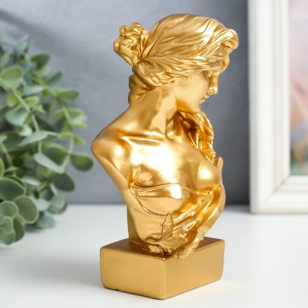 Souvenir Polystone Bust "Girl with lyre" gold 6.2x9.5x15 cm-1