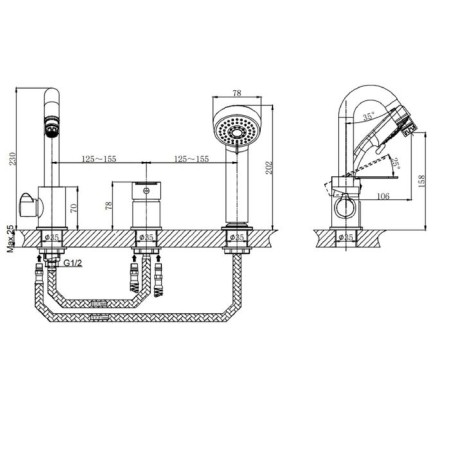 Bath mixer Rush Tenerife TE2835-333, single-leaf, built-in, shower. set, chrome-1