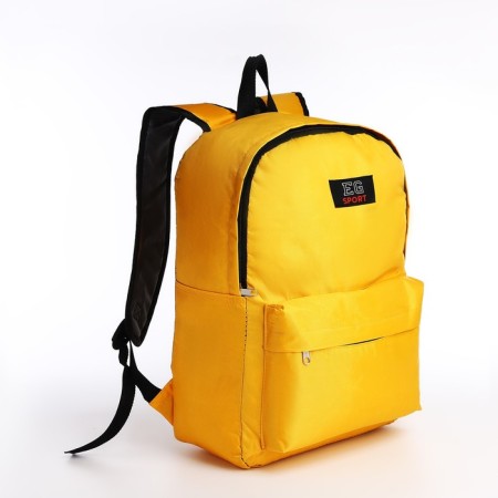 A backpack with a zipper, an outer pocket, yellow color-2