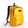 A backpack with a zipper, an outer pocket, yellow color