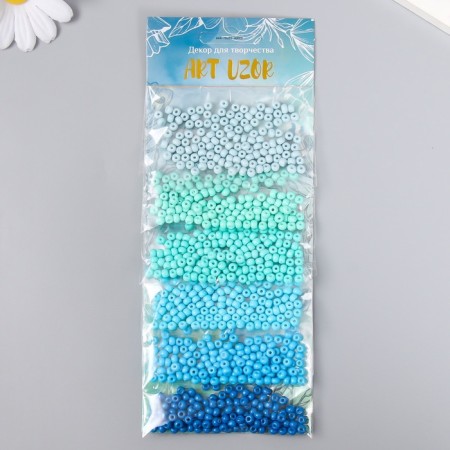 Round beads 6/0 "Ocean color" 6 colors x 10 g 20x8 cm-2
