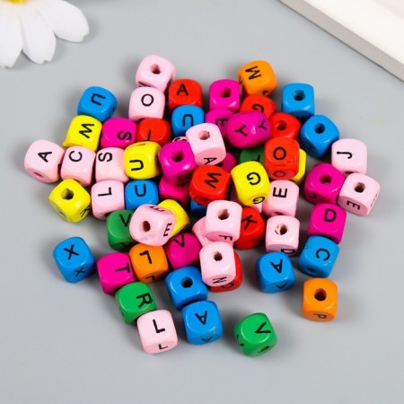 A set of wooden beads "Astra" English alphabet, 10x10 mm, 96 pcs