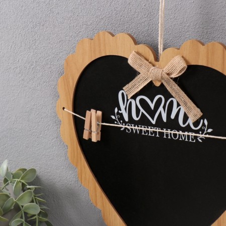Panel MDF "Cretaceous board. Heart" with clothespins 1x28.5x29.5 cm-1