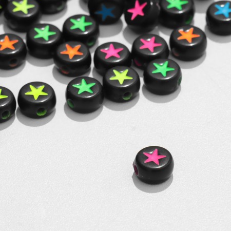 Acrylic bead "Star" Neon, 7 × 4 mm, set 10 g, color mix-1