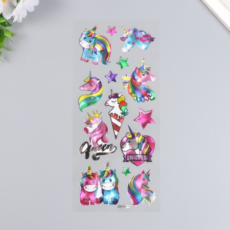 Sticker Plastic Holography "Unicorns" mix 29x11 cm-2