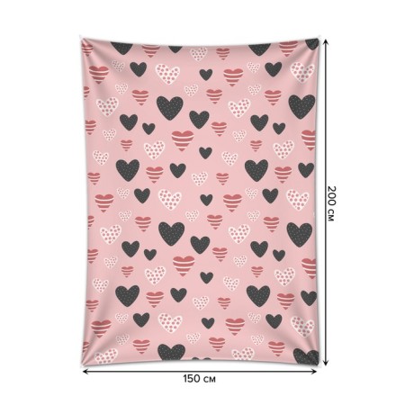 Decorative panel with photo printing "Assorted hearts", vertical, size 150x200 cm-1
