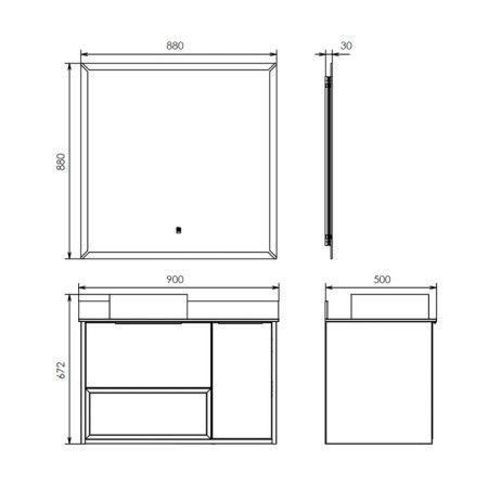 Comforty mirror "Janka-90" LED backing, sensor-1