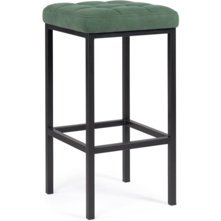 Har loth metal stool/velor, black/green 35x35x65 cm