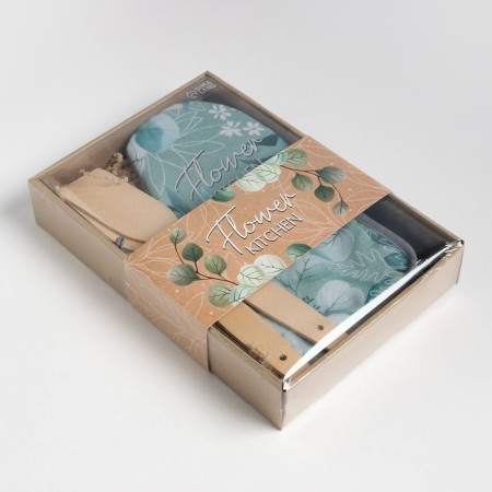 Set gift shade Flower Kitchen: mittens 20x28 cm, take 17x17 cm, 2 shoulder blades-8