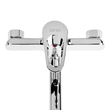 Bath mixer Zein Z4116, single -leaf, watering can 5 modes, hose, holder, chrome-6