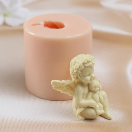 Silicone Mold "Angel with a Bear" 6.5x6.5x6.3 cm (prayer 6x4.2x3.4 cm)-1