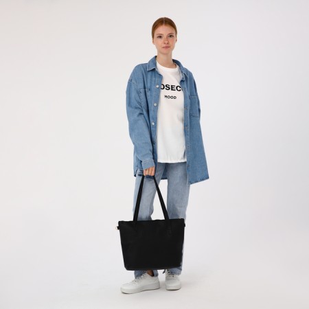Bag Female Tout with zipper, black color-8