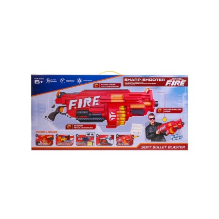 Blaster "Fiery", shoots with soft bullets, works on batteries-15