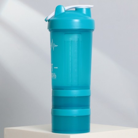 Plastic shaker “Sports is life”, 500 ml, two compartments-1