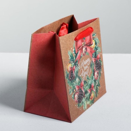 Craft square “Happy New Year”, 14 x 14 x 9 cm, New Year-2