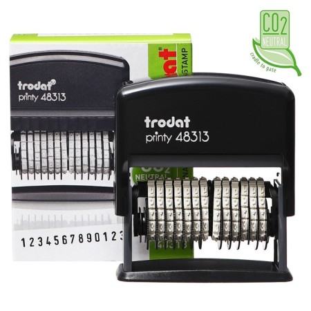 The numbering-Mini is automatic Trodat Printy 48313, font height 3.8 mm, 13 discharges