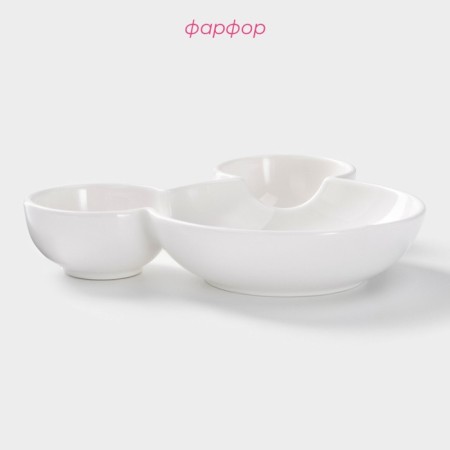 Menzhitsa Porcelain shares "Bear", 400 ml, 19 × 13.5 cm, 3 cells, white color-1