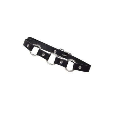Pecado BDSM chocker-sewer, with rings in the form of a chain, genuine leather, black-3