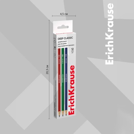 Pencil of black -graphic Erichkrause "Deep Classic Triangular", HB, Grifel D = 2.2 mm, wood, trihedral, in a tube, MIX-5