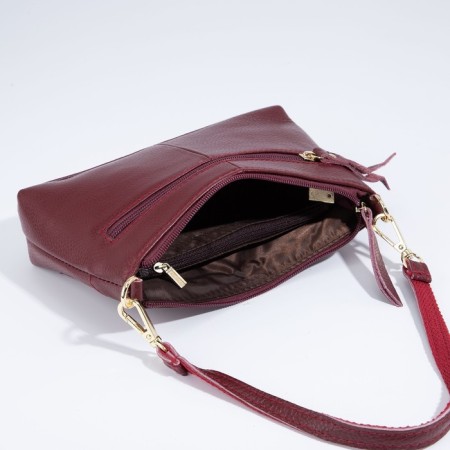 Cross-Bodi bag with zipper, burgundy color-6
