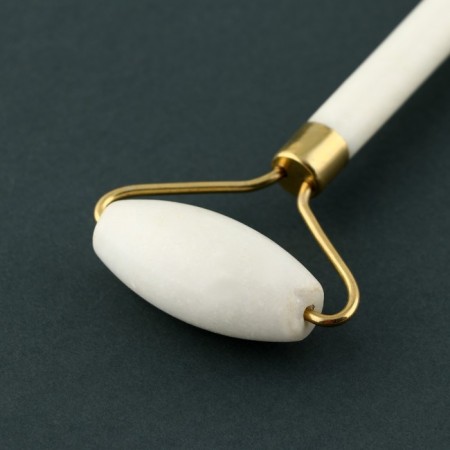 Set: roller massager and scraper of Guasha “Let it Snow!”, Calcite and Serpentin-6