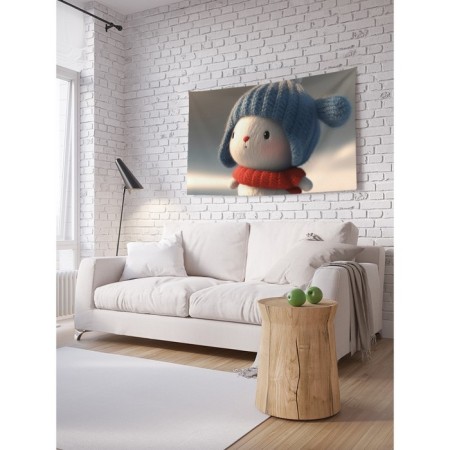 Decorative panel with photo printing "Cute Bunny", horizontal, size 100x150 cm