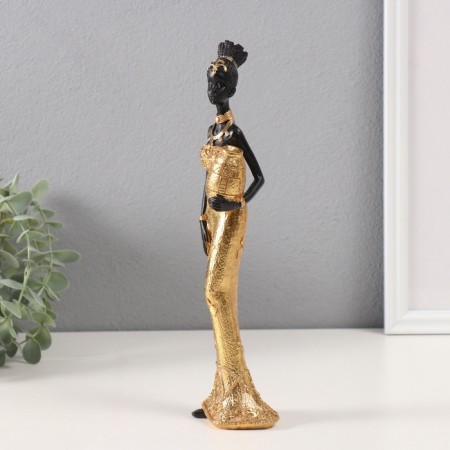 Souvenir Polystone "African Zem in a golden dress, with a vase" 5x6x27 cm-3