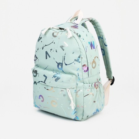 Young backpack from textiles on lightning, 3 pockets, green color-2